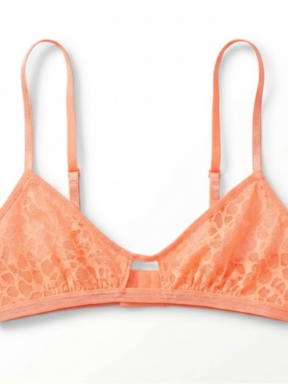 Aerie XS Delicate Lace Bralette Coral Peach Intimates Sexy Lingerie Floral Shine